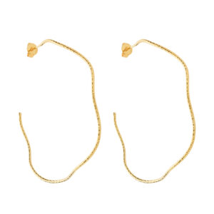 Argola Dourada Ondulada Assimétrica